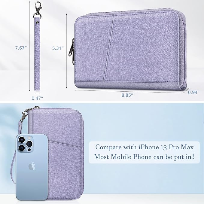 FINTIE Family Passport Holder Wallet Travel Document Organizer Clutch Bag | RFID Blocking Credit Cards Case Cover for Women Men