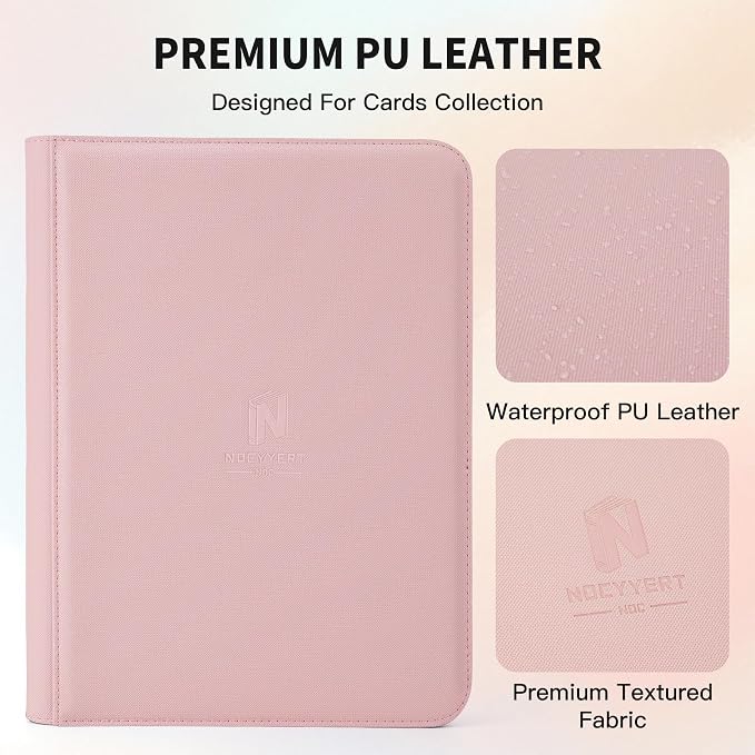Trading Card Binder, Premium 9 Pocket 540 Double Sided Pocket Collection Binder, Card Album for TCG Card Holder for Game Card, Sports Card, Yugioh, MTG etc(Pink)