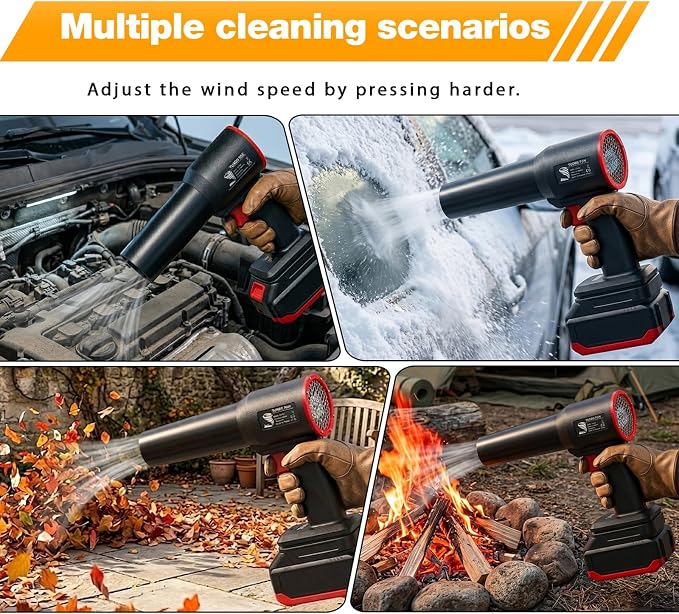 Thrust 1kg，Electric Cordless Leaf Blower,Handheld Electric Leaf Blower, Mini Jet Dry Blower ，Large car Dryer air Blower Turbo Fan，for Lawn, Leaves, Car, Home (for dewalt batteris【no batteris】)