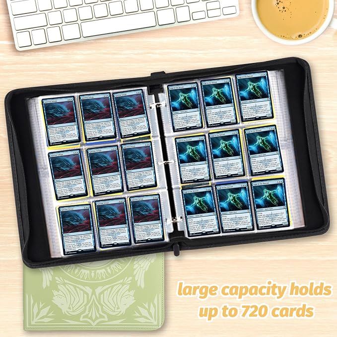 9-Pocket Card Binder for MTG,720 Double Sided Pocket PU Trading Collection Binder,Premium Collector Card Album for MTG,TCG,Yugioh,Game Cards (Yellow)