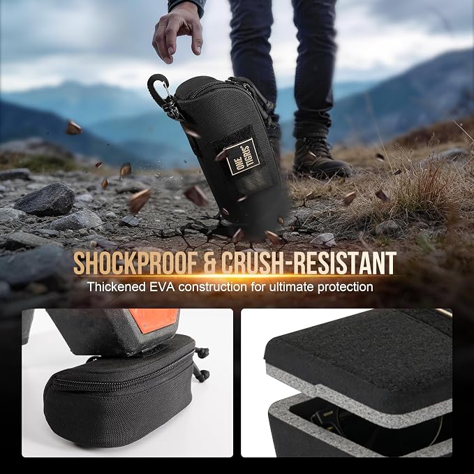 ONETIGRIS Tactical Hard Shell Eyeglasses Case Molle Zipper Sunglasses Pouch Shockproof Crush Resistant for Outdoor Activities