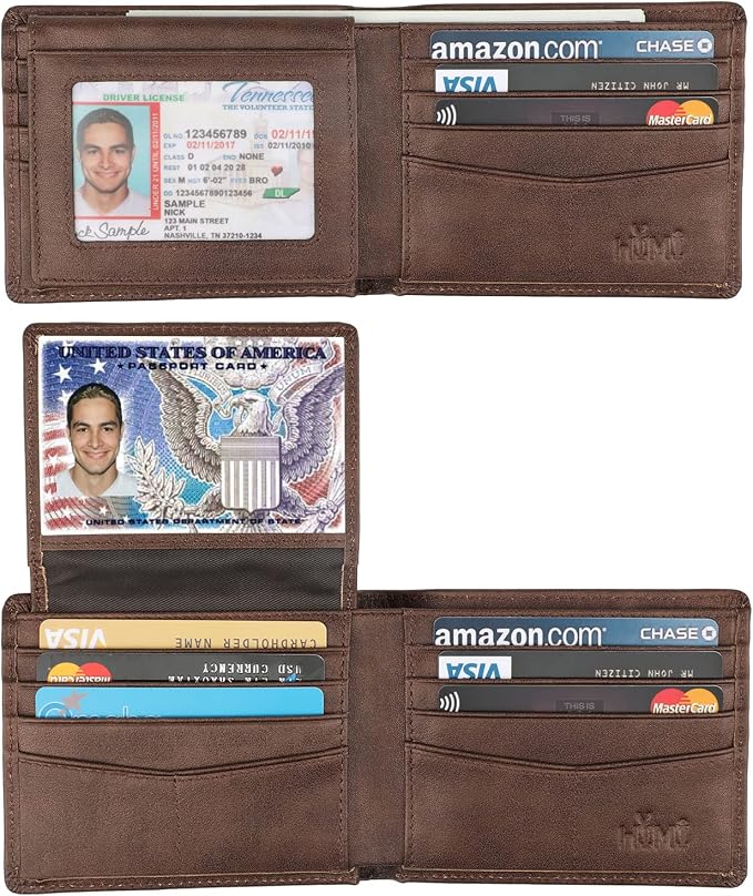 HIMI Wallet for Men-Genuine Leather RFID Blocking Bifold Stylish Wallet With 2 ID Window