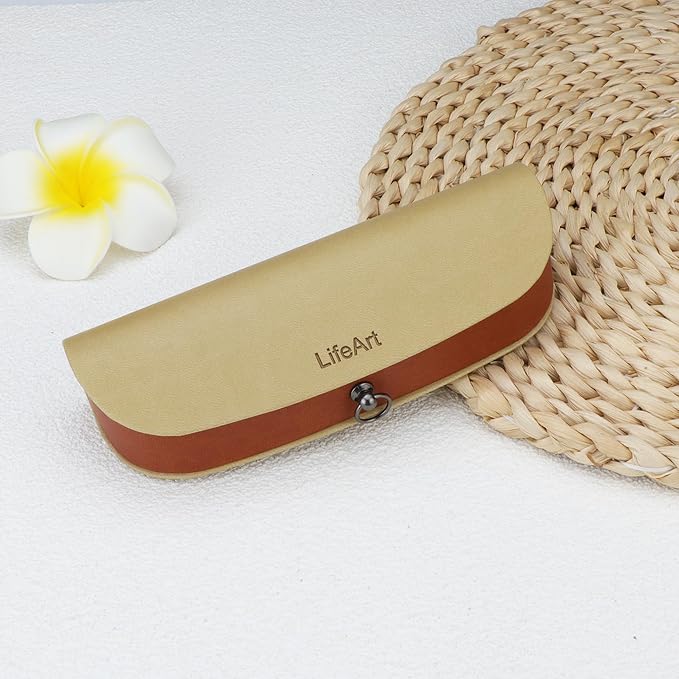 LifeArt Eyeglass Case Hard Shell, Portable Sunglass Case, Fashionable PU Leather Eyeglass Case, Lightweight