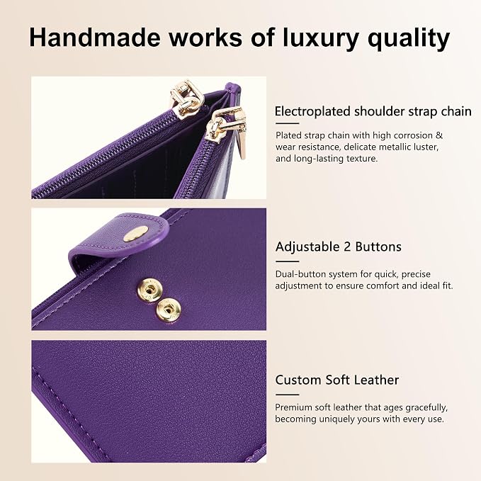 Travelambo Womens Leather Bifold Wallet, Slim RFID Blocking Card Holder | Large Capacity, 16 Card Slots & ID Window, 2 Zipper Pockets, Dual Snap Closure, Slim Lightweight, RFID Privacy Protection