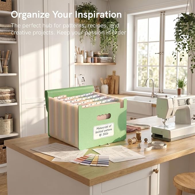 ABC life 26 Pockets Accordion File Organizer, Meadow Green | Expanding File Folder for Letter/A4 Size, Portable Document Holder with A-Z Tabs for Tax Receipt, School, Home, Office