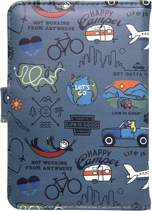 Life is Good Travel Passport Cover, Card Slots, Snap Closure | Slim Design, Card Slots, Snap Closure, Fits Neatly in a Purse or Backpack, Keeps Documents and Boarding Pass Organized