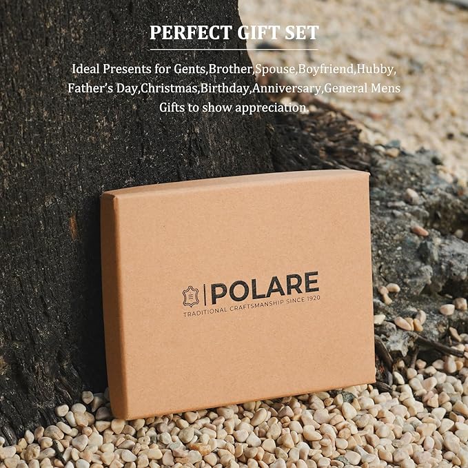 Polare Slim Curve Front Pocket RFID Blocking Italian Real Leather Bifold Wallet for Men (Black)