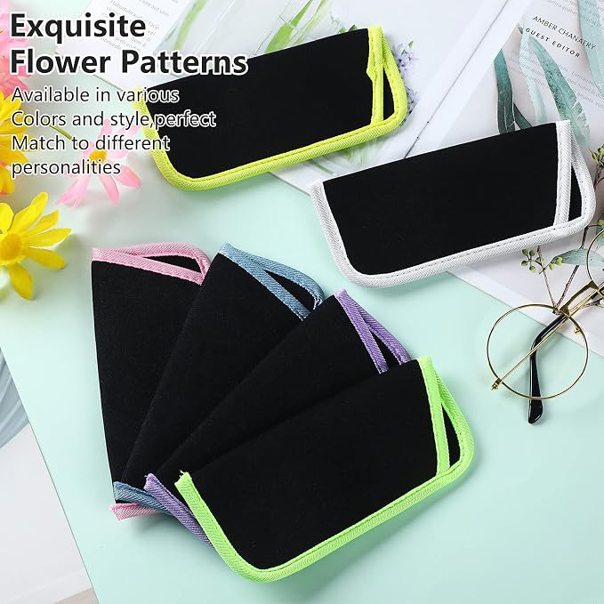 Konohan 12 Pieces Glasses Case Soft Eyeglasses Pouch Portable Eyewear Sunglasses Bag Anti Scratch, 6.1 x 2.76 Inch, 6 Colors