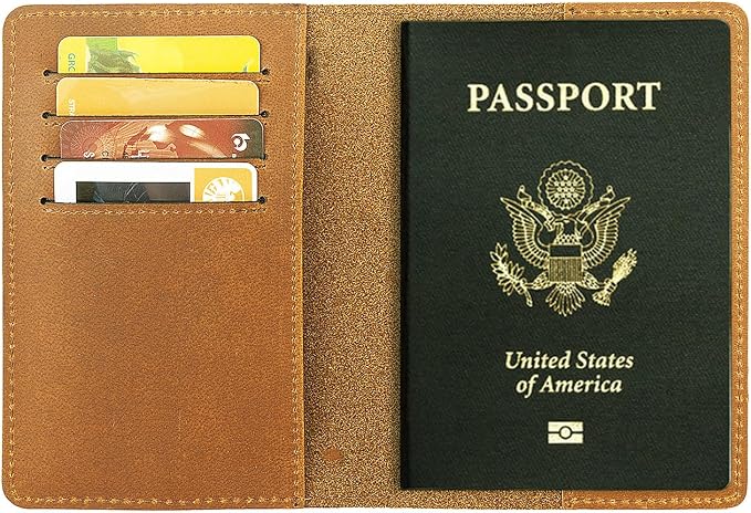 RFID Blocking Passport Holder Travel Wallet (Brown)