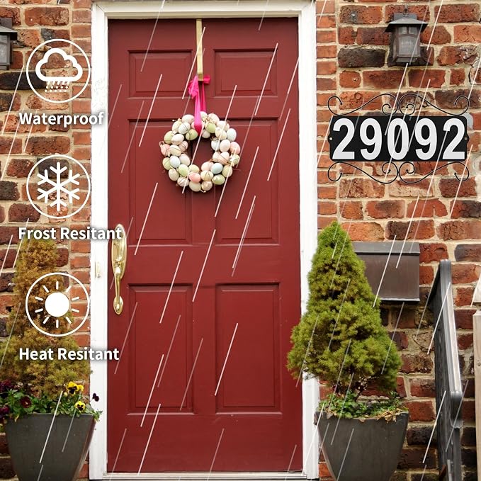 Metal Address Plaque, Address Number, Waterproof, Horizontal & Vertical Mounted Address Sign for House Home Office Street Yard Mailbox (style)