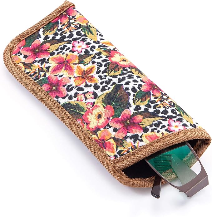 TRIUMPH VISION Reading Glasses Pouch Eyeglass Sleeve Soft Case Slim 3 Pack | Alternative to Bulky Case Lightweight，Neoprene Lined Padded Protect Optical lens Slip in, Cute Pattern Portable for Daily Use