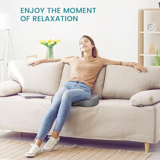 Office Chair Seat Cushion, Cooling Gel Enhanced Memory Foam Cushion for Long Sitting - Back, Sciatica, Coccyx, Tailbone Pain Relief Pillow - for Office, Gaming, Car, Wheelchair - Light Grey, Large