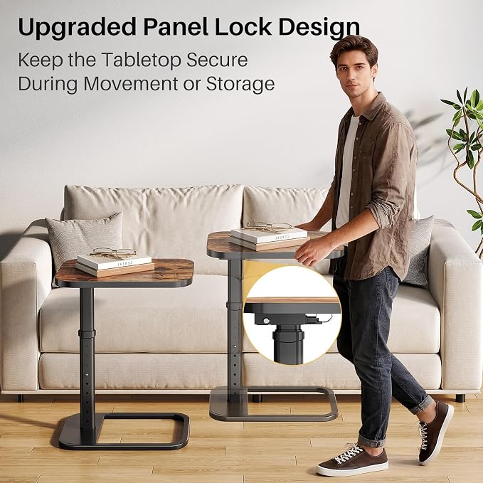 Adjustable Height TV Tray Table for Couch, Flip-Top Design | 19"-30" Height Range, 9-Position Lock System, Rounded Corners, Laptop Table, Snack Table, For Living Room & Bedroom