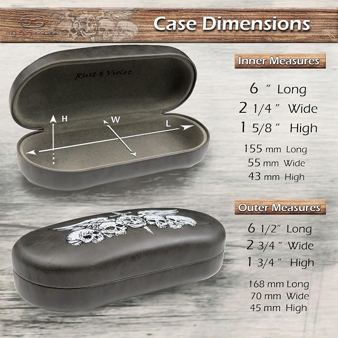 MyEyeglassCase - Large Sunglasses Case - Glasses Holder with Pouch & Cloth - Eyeglass Hard shell Medium - Extra Large frames