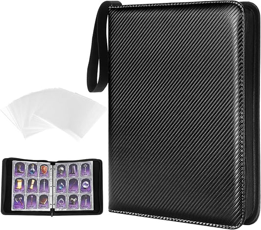 MAXECHO 9 Pocket Trading Card Binder, 1008 Pockets in 56 Removable Double-Sided Sleeves, PU Zip Card Collection Storage Organizer Album for Baseball, MTG, TCG, Sports. Black