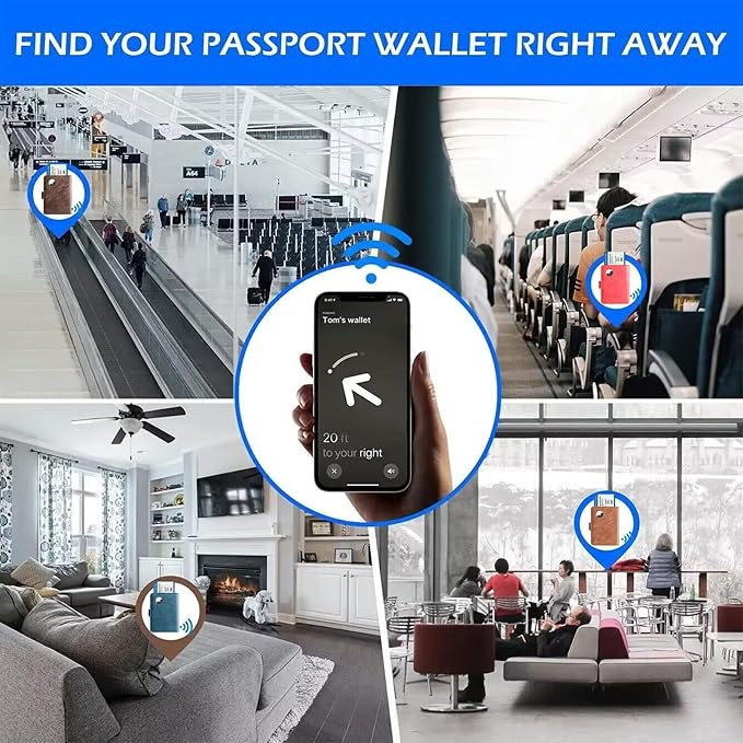 LOHASLIFE Airtag Passport Holder for Travel Essentials, Passport Cover | Wallet, Leather Rfid Blocking Card Case, Travel Accessories, Vacation Luggage Must Haves, for Men Women