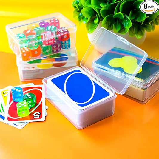 JINUPHION 4 Pcs Playing Card Case, Works for 112 Standard UN* Cards And Other Same Or Smaller Size Very Well, Plastic Clear Card Deck Box Storage,4 1/2" ×3 1/4" ×1 1/8" (NO Cards)