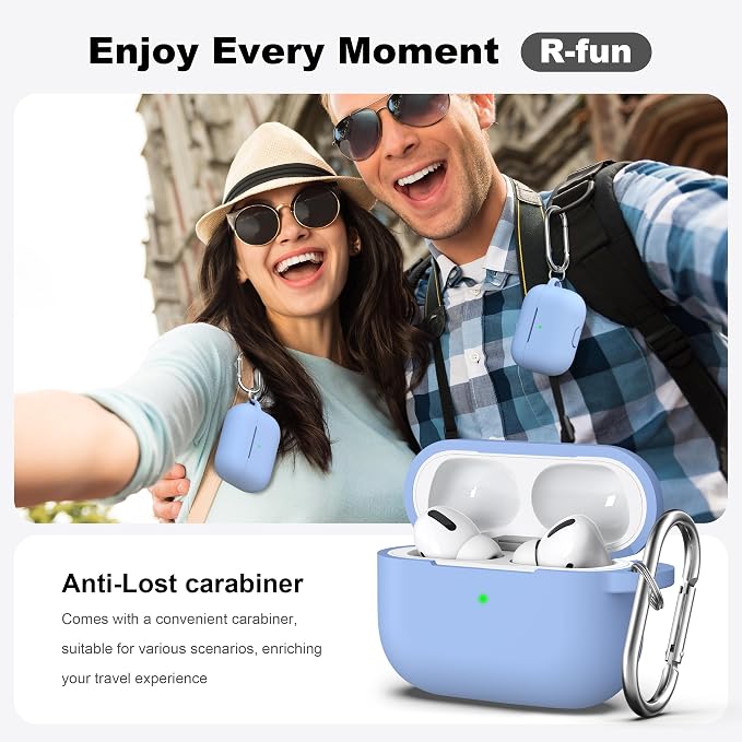 for AirPods Pro 2 Case, Soft Silicone Protective Cover with Keychain and Cleaning Pen, Compatible with AirPods Pro 2nd/1st Generation, Supports Wireless Charging, Blue Gray