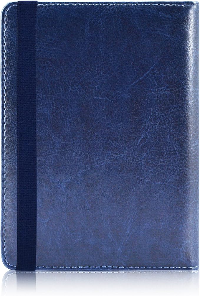 ACdream Passport Holder Cover, Leather Travel Wallet Case, RFID Blocking Document Organizer Protecrtor, with Slots for Credit Cards, Boarding Pass, for Women and Men, Navy Blue