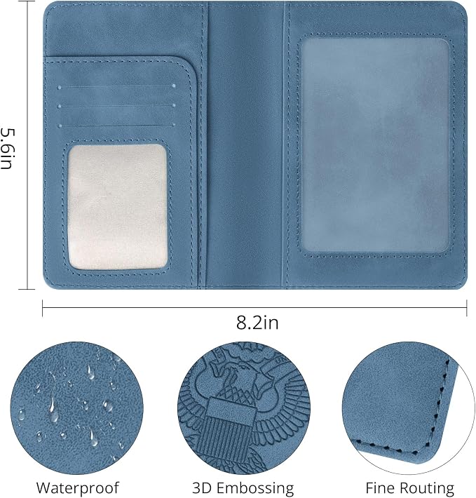 Passport Holder for Travel Essentials,RFID Blocking Passport Cover Wallet Card Case for Women and Men (Navy Blue)