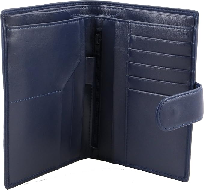 Genuine Sheep Leather Smart Family Size Passport Travel Wallet/Holder - (Blue)