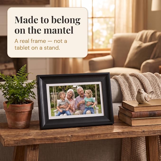 Heart Frame - 10.1 Inch WiFi Digital Picture Frame - Frameo App Sends Photos from Phone Anywhere in Seconds - 1280x800 IPS Touchscreen - 32GB Memory - Photo Gift for Mom Dad Wife Grandparents - Black