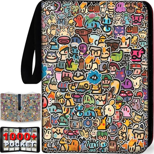 1008 Card Binder 9 Pocket, 3-Ring Trading Card Binder with 56 Page Removable Sleeves, High Storage Waterproof Trading Card Holder Collection Card Album Organizer Case for TCG Cards