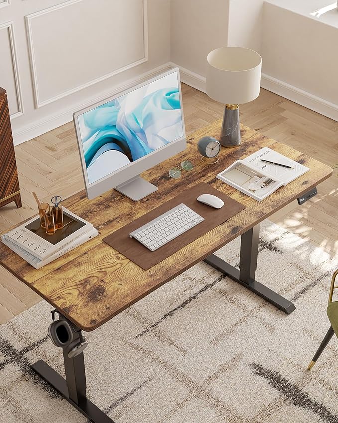 CubiCubi Electric Standing Desk, 40 x 24 Inches Height Adjustable Sit Stand Desk, Ergonomic Home Office Computer Workstation, Rustic Brown