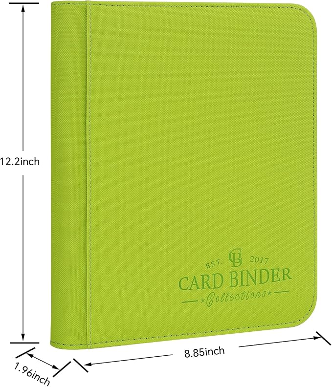 Toploader Binder, 4 Pocket Trading Card Binder Holds 128 Top Loaders, Premium Zipper Card Storage Case with Double-Sided Pockets for 3x4'' Toploaders, TCG, MTG, Sports Cards.(grass green)
