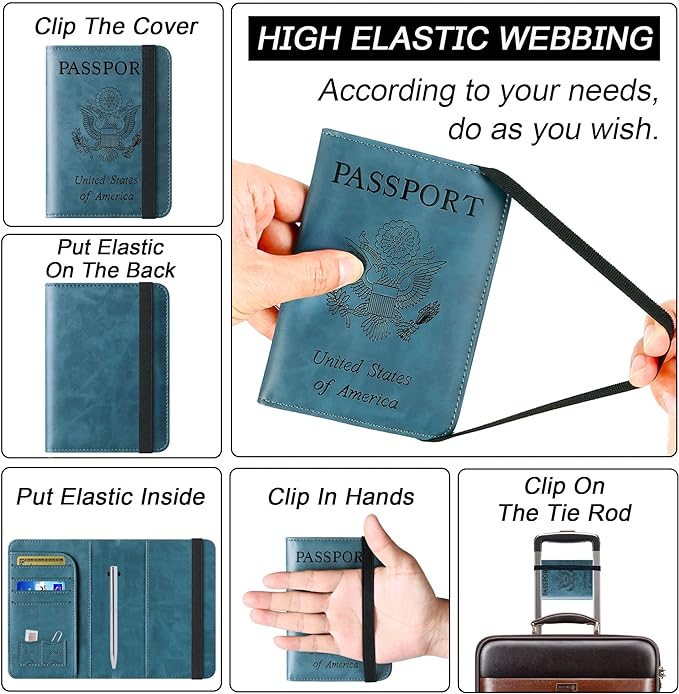 LOHASLIFE Passport Holder for Travel Essentials, Passport Cover Wallet | Leather Rfid Blocking Card Case, Travel Accessories, Vacation Luggage Must Haves, for Men Women
