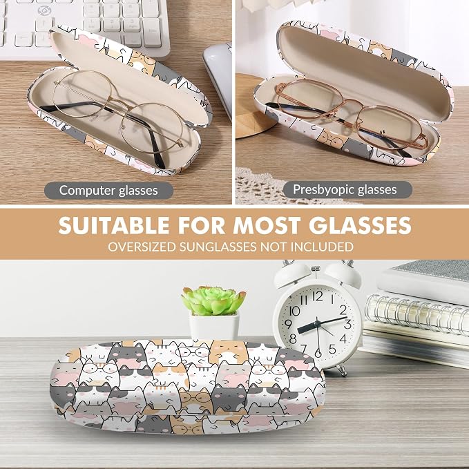 Glasses Case Hard Shell,Portable Protective Eyeglasses Case, Eyeglass Holder Box with Cleaning Cloth, for men women