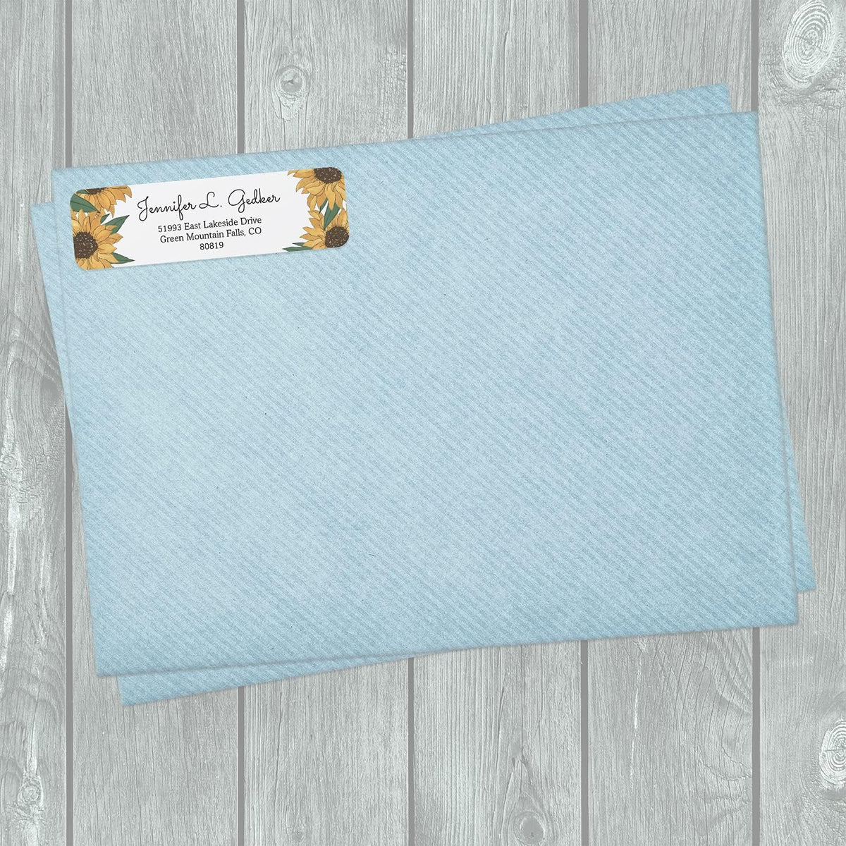 Illustrated Sunflower Rolled Address Labels/Roll of 250 Floral Garden Personalized Address Labels/Designer Return Address Stickers in Elegant Plastic Dispenser