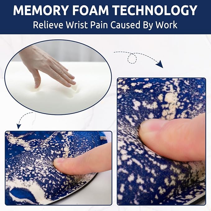 KONVINIT Ergonomic Mouse Pad with Wrist Rest, Small Mousepad with Non-Slip Rubber Base and Smooth Surface, Dark Blue Mouse Pads for Desk, Office Desk Accessories