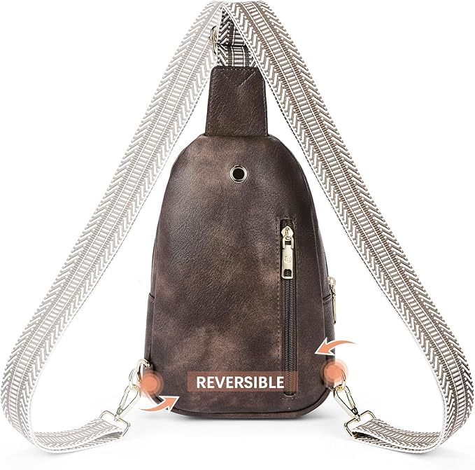 BOSTANTEN Sling Bag for Women Leather Crossbody Bags Fanny Pack Chest Bag for Travel | Adjustable Wide Strap, Small, Anti Theft, Lightweight, Multi Pockets and Carrying Way, Card Slot, Cute Trendy for Everyday