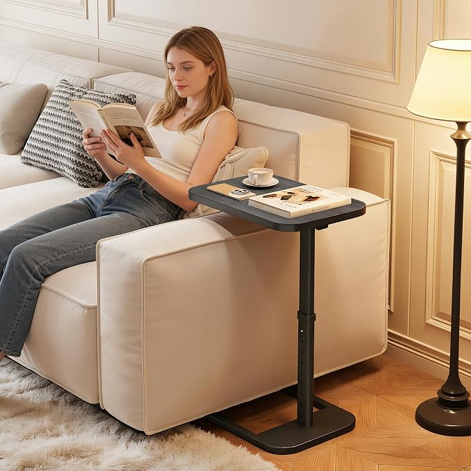 Adjustable Height TV Tray Table for Couch, Flip-Top Design | 19"-30" Height Range, 9-Position Lock System, Rounded Corners, Laptop Table, Snack Table, For Living Room & Bedroom