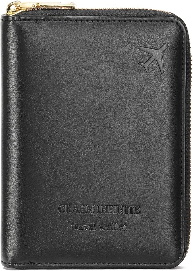 Travel Passport Wallet RFID Blocking Passport Holder-Women and Men with Zippered Ladies Passport Cover