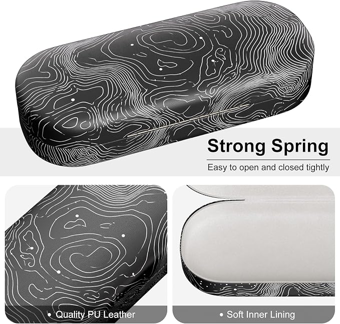 Hard Shell Leather Sunglasses Case,Classic Fashionable Cute Large Glasses Case for Women Men,Sunglass Eyeglasses
