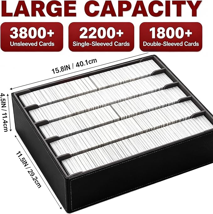 3900+ High-Capacity Card Display Storage Box, 5-Row Design (Ideal for Collectors & Beginners), Heavy-Duty Archival Case for MTG/TCG/Sports Cards, Reinforced Organizer with Shoulder Strap (Black)