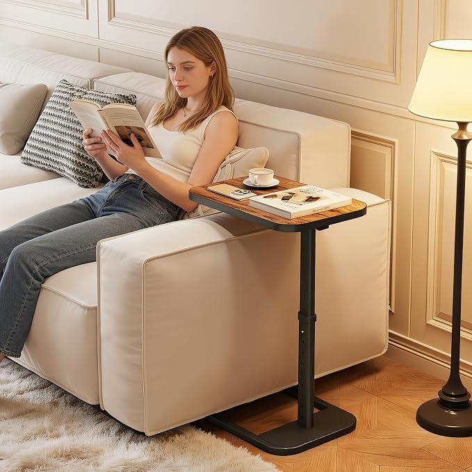 Adjustable Height TV Tray Table for Couch, Flip-Top Design | 19"-30" Height Range, 9-Position Lock System, Rounded Corners, Laptop Table, Snack Table, For Living Room & Bedroom