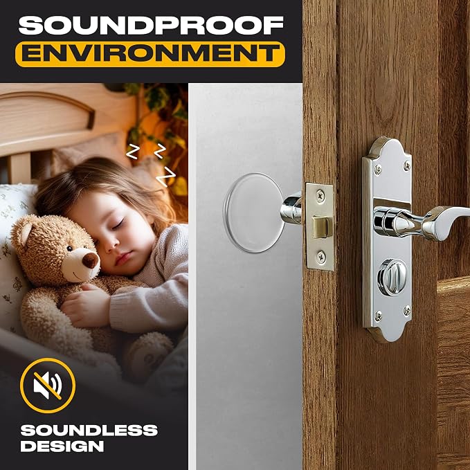 Clear Door Stoppers - Large 3.15" (4 Pack) - Door Stoppers for Wall with Strong Back Adhesive - Quiet and Shock Absorbent Silicone Wall Protectors from Door Knobs - Protects Every Surface