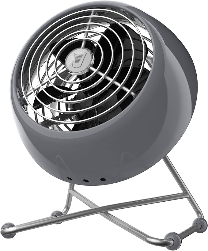 Vornado VFAN™ Mini Modern Personal Desk Fan with 2-Speed Control, Adjustable Tilt, Quiet Metal Air Circulator for Office, Bedroom, Dorm, Compact Desktop Cooling Device, Storm Gray