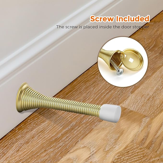 Ravinte Door Stoppers, 24 Pack Gold Spring Door Stops with Rubber Bumper, Stoppers for Bottom