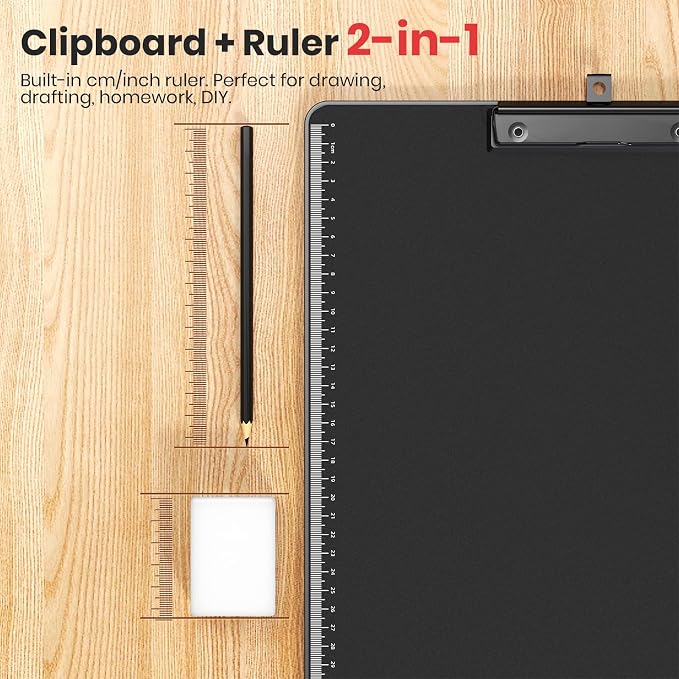 Clipboard with Pen Holder, Aluminum Protection Edge, Dual Clips (2-in-1 Holds Paper & Pen), A3 Size 11" x 17", Heavy Duty Portable Writing Board, for Classroom Office School Doctor Coach(Black,2 Pack)