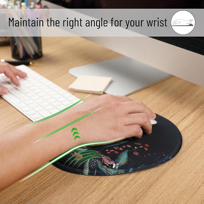Mr. Pen- Ergonomic Mouse Pad with Wrist Rest, Midnight Bloom Design | Breathable Fabric with Memory Foam Cushion, Non-Slip Rubber Base, Gel Mouse Pad with Wrist Support