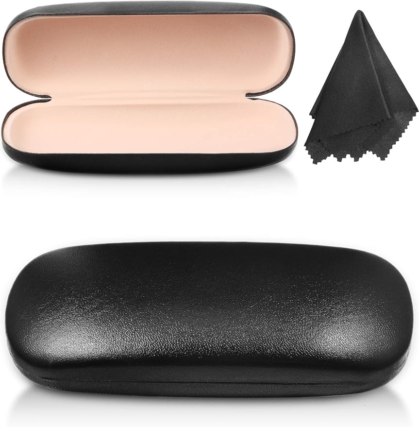Frienda 3 Pieces Hard Shell Glasses Case Eyeglass Case Protective Sunglass Holder with Cleaning Cloth for Men Women Unisex