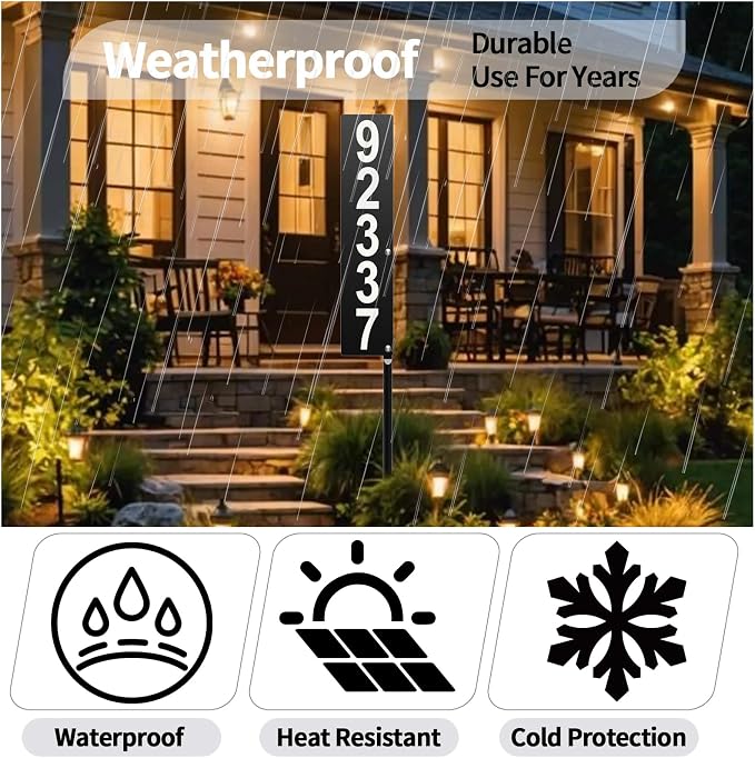 Metal House Number Sign, Waterproof Address Plaque with Stake | Suitable for Outside Mailbox Street Driveway businesses