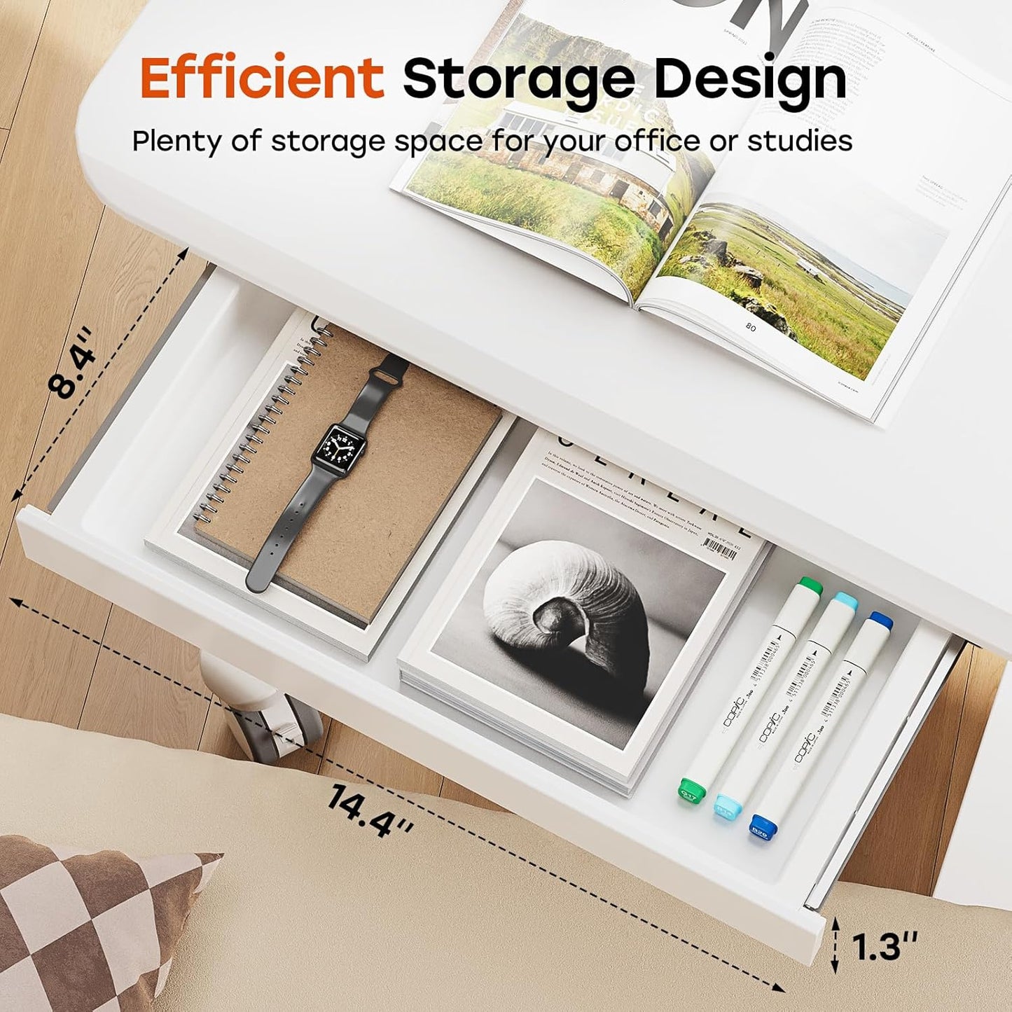 Mobile Small Standing Desk with Drawer, 23.6"x19.7" Rolling Laptop Cart on Wheels, Height Adjustable Sit Stand Computer Workstation with Storage for Compact Space, White