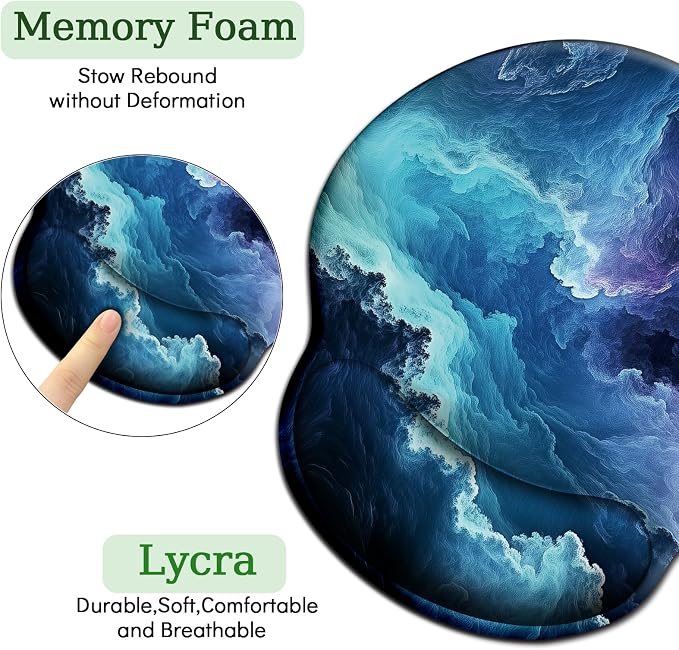 LIMKRIAN Galaxy Mouse Pad with Wrist Rest, 9.8 x 8.6 in | Ergonomic Wrist Support, Non-Slip PU Base, Pain Relief, Gaming Computer Mousepad, Cute Office Desk Accessories Decor