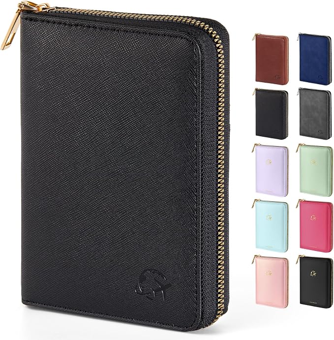 Forvencer Safe Zipper Passport Holder Cover, Passport Wallet for Travel | Sleek RFID Blocking Passport Book, Waterproof Travel Accessories for Women Men, Cross Black