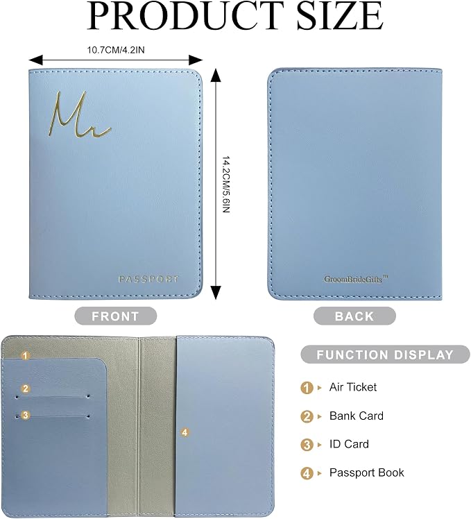 Mr&Mrs Gifts Matching Passport Covers for Mr and Mrs Honeymoon Essentials | Mr and Mrs Passport Holders，Engagement Gifts for Couples, Travel Essentials, Gift for Newlywed, Bride and Groom Gifts